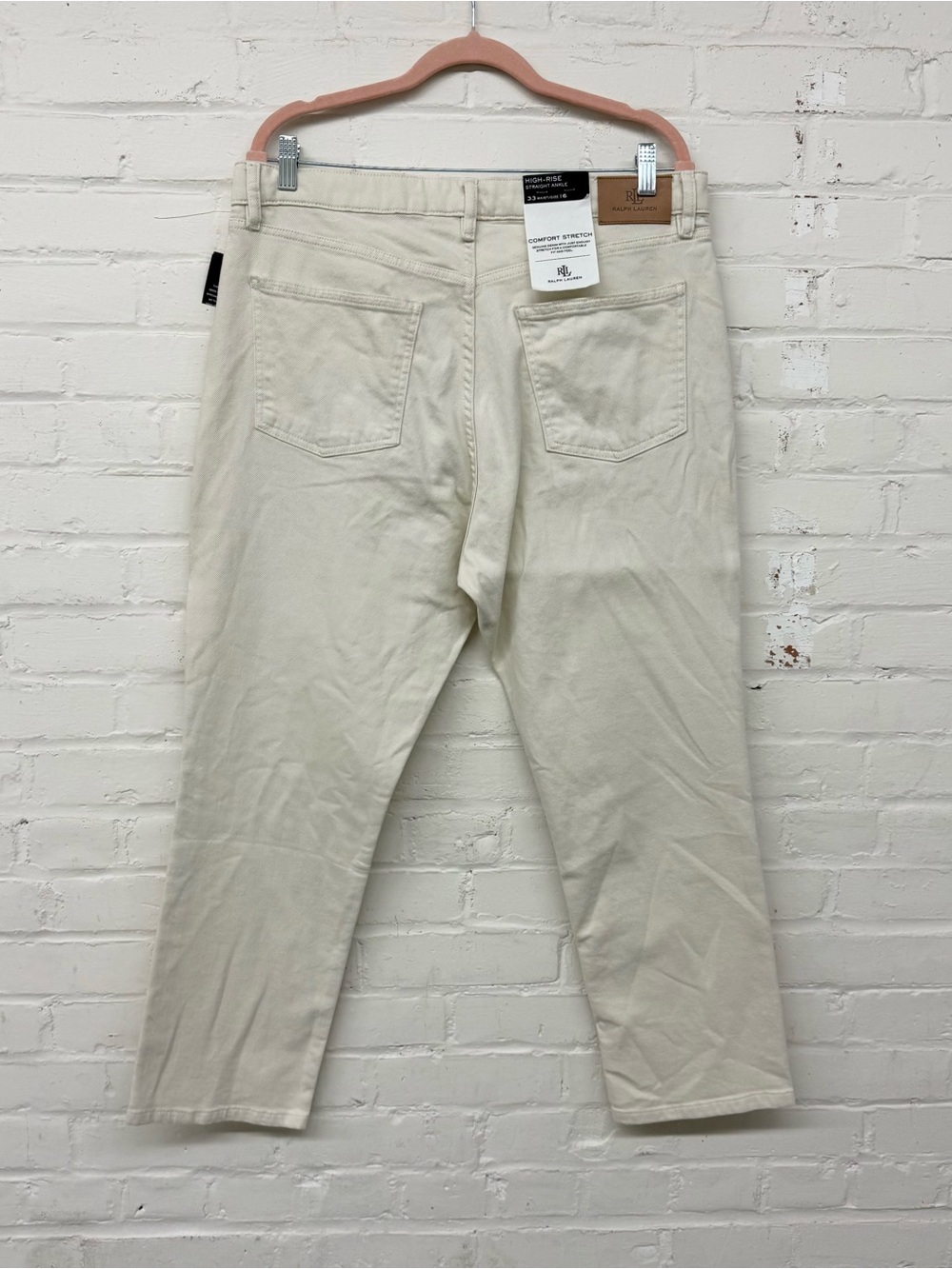 NWT Lauren Ralph Lauren High-Rise Straight Ankle Jean White Wash Size 16 - Picture 9 of 9